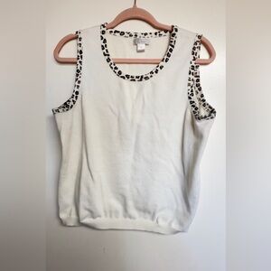 Christopher & Banks White Tank Top with Animal for women